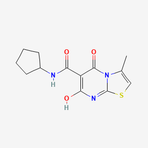 molecular formula C13H15N3O3S B2566959 N-cyclopentyl-7-hydroxy-3-methyl-5-oxo-5H-thiazolo[3,2-a]pyrimidine-6-carboxamide CAS No. 903337-96-2