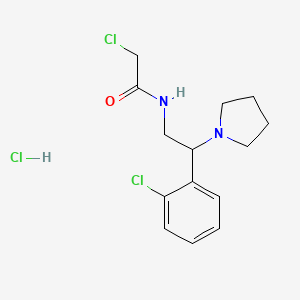 molecular formula C14H19Cl3N2O B2566960 2-chloro-N-[2-(2-chlorophenyl)-2-(pyrrolidin-1-yl)ethyl]acetamide hydrochloride CAS No. 1052545-91-1