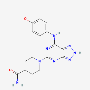 molecular formula C17H20N8O2 B2566972 1-(7-((4-methoxyphenyl)amino)-3H-[1,2,3]triazolo[4,5-d]pyrimidin-5-yl)piperidine-4-carboxamide CAS No. 1334373-41-9