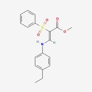molecular formula C18H19NO4S B2566984 methyl (2Z)-3-[(4-ethylphenyl)amino]-2-(phenylsulfonyl)acrylate CAS No. 1327196-59-7