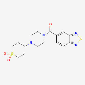 molecular formula C16H20N4O3S2 B2566997 benzo[c][1,2,5]thiadiazol-5-yl(4-(1,1-dioxidotetrahydro-2H-thiopyran-4-yl)piperazin-1-yl)methanone CAS No. 2034375-32-9