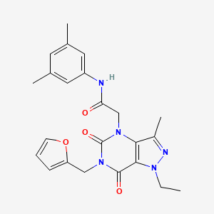 molecular formula C23H25N5O4 B2566998 N-(3,5-dimethylphenyl)-2-(1-ethyl-6-(furan-2-ylmethyl)-3-methyl-5,7-dioxo-6,7-dihydro-1H-pyrazolo[4,3-d]pyrimidin-4(5H)-yl)acetamide CAS No. 1189940-69-9
