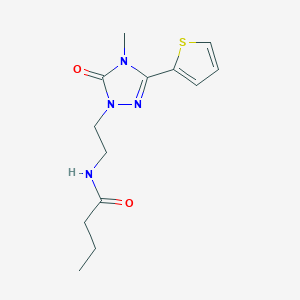 molecular formula C13H18N4O2S B2567007 N-(2-(4-methyl-5-oxo-3-(thiophen-2-yl)-4,5-dihydro-1H-1,2,4-triazol-1-yl)ethyl)butyramide CAS No. 1208963-61-4