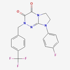 molecular formula C19H14F4N4O2 B2567010 8-(4-fluorophenyl)-2-(4-(trifluoromethyl)benzyl)-7,8-dihydroimidazo[2,1-c][1,2,4]triazine-3,4(2H,6H)-dione CAS No. 941995-39-7