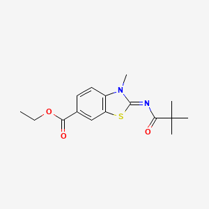 molecular formula C16H20N2O3S B2567012 (E)-ethyl 3-methyl-2-(pivaloylimino)-2,3-dihydrobenzo[d]thiazole-6-carboxylate CAS No. 865545-12-6