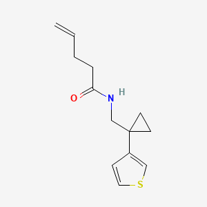 molecular formula C13H17NOS B2567022 N-[(1-Thiophen-3-ylcyclopropyl)methyl]pent-4-enamide CAS No. 2415464-05-8