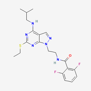 molecular formula C20H24F2N6OS B2567036 N-(2-(6-(ethylthio)-4-(isobutylamino)-1H-pyrazolo[3,4-d]pyrimidin-1-yl)ethyl)-2,6-difluorobenzamide CAS No. 941942-28-5