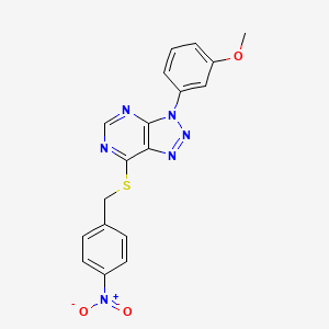 molecular formula C18H14N6O3S B2567042 3-(3-Methoxyphenyl)-7-[(4-nitrophenyl)methylsulfanyl]triazolo[4,5-d]pyrimidine CAS No. 941991-61-3