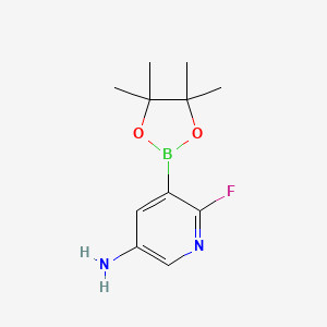 molecular formula C11H16BFN2O2 B2567043 5-氨基-2-氟吡啶-3-硼酸频哪醇酯 CAS No. 2377610-86-9