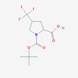 molecular formula C11H16F3NO4 B2567055 (2S,4S)-1-(tert-Butoxycarbonyl)-4-(trifluoromethyl)-pyrrolidine-2-carboxylic acid CAS No. 1822589-98-9