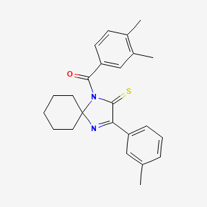 molecular formula C24H26N2OS B2567061 1-(3,4-Dimethylbenzoyl)-3-(3-methylphenyl)-1,4-diazaspiro[4.5]dec-3-ene-2-thione CAS No. 1223795-23-0