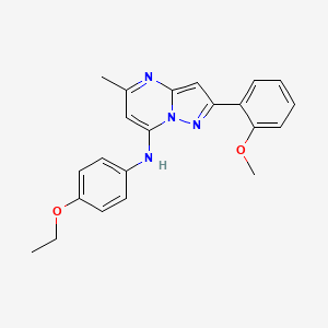 molecular formula C22H22N4O2 B2567064 N-(4-乙氧基苯基)-2-(2-甲氧基苯基)-5-甲基吡唑并[1,5-a]嘧啶-7-胺 CAS No. 933021-04-6