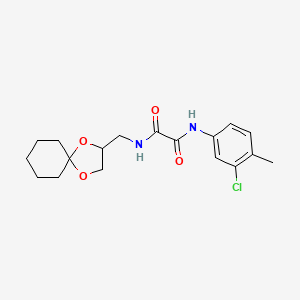 molecular formula C18H23ClN2O4 B2567066 N1-(1,4-dioxaspiro[4.5]decan-2-ylmethyl)-N2-(3-chloro-4-methylphenyl)oxalamide CAS No. 899958-28-2