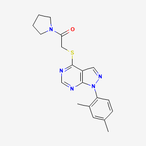 molecular formula C19H21N5OS B2567075 2-[1-(2,4-Dimethylphenyl)pyrazolo[3,4-d]pyrimidin-4-yl]sulfanyl-1-pyrrolidin-1-ylethanone CAS No. 872861-87-5