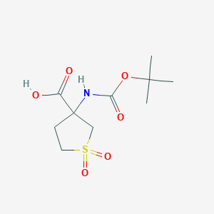 molecular formula C10H17NO6S B2567077 3-[(2-Methylpropan-2-yl)oxycarbonylamino]-1,1-dioxothiolane-3-carboxylic acid CAS No. 1408729-26-9
