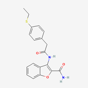 molecular formula C19H18N2O3S B2567078 3-(2-(4-(Ethylthio)phenyl)acetamido)benzofuran-2-carboxamide CAS No. 942008-02-8