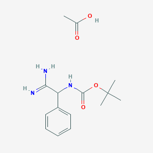molecular formula C15H23N3O4 B2567086 Acetic acid;tert-butyl N-(2-amino-2-imino-1-phenylethyl)carbamate CAS No. 2567503-90-4