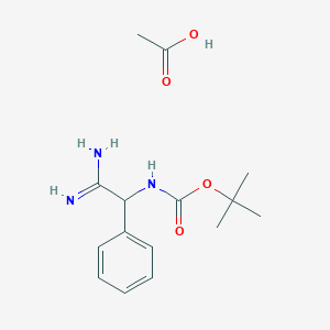 molecular formula C15H23N3O4 B2567086 乙酸;叔丁基 N-(2-氨基-2-亚氨基-1-苯乙基)氨基甲酸酯 CAS No. 2567503-90-4