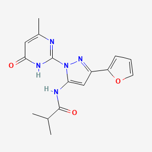 molecular formula C16H17N5O3 B2567089 N-(3-(furan-2-yl)-1-(4-methyl-6-oxo-1,6-dihydropyrimidin-2-yl)-1H-pyrazol-5-yl)isobutyramide CAS No. 1207052-26-3