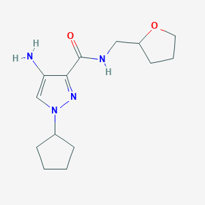 molecular formula C14H22N4O2 B2567091 4-Amino-1-cyclopentyl-N-(tetrahydrofuran-2-ylmethyl)-1H-pyrazole-3-carboxamide CAS No. 2101198-99-4