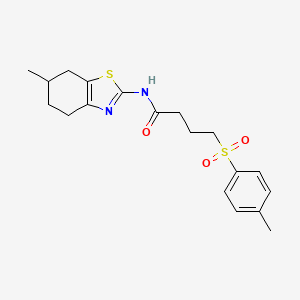 molecular formula C19H24N2O3S2 B2567092 N-(6-methyl-4,5,6,7-tetrahydrobenzo[d]thiazol-2-yl)-4-tosylbutanamide CAS No. 941878-40-6