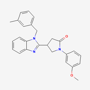 molecular formula C26H25N3O2 B2567097 1-(3-methoxyphenyl)-4-{1-[(3-methylphenyl)methyl]-1H-1,3-benzodiazol-2-yl}pyrrolidin-2-one CAS No. 848221-18-1