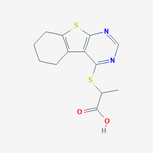 molecular formula C13H14N2O2S2 B256710 2-(5,6,7,8-Tetrahydro[1]benzothieno[2,3-d]pyrimidin-4-ylsulfanyl)propanoic acid 