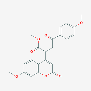 molecular formula C22H20O7 B2567101 methyl 2-(7-methoxy-2-oxo-2H-chromen-4-yl)-4-(4-methoxyphenyl)-4-oxobutanoate CAS No. 951988-44-6