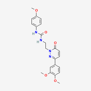 molecular formula C22H24N4O5 B2567119 1-(2-(3-(3,4-二甲氧基苯基)-6-氧代哒嗪-1(6H)-基)乙基)-3-(4-甲氧基苯基)脲 CAS No. 1021050-73-6