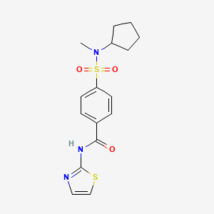 molecular formula C16H19N3O3S2 B2567128 4-(N-cyclopentyl-N-methylsulfamoyl)-N-(thiazol-2-yl)benzamide CAS No. 922893-78-5
