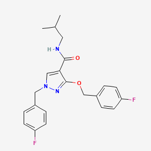 molecular formula C22H23F2N3O2 B2567134 1-(4-氟苄基)-3-((4-氟苄基)氧基)-N-异丁基-1H-吡唑-4-甲酰胺 CAS No. 1014068-91-7