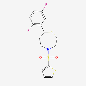 molecular formula C15H15F2NO2S3 B2567135 7-(2,5-Difluorophenyl)-4-(thiophen-2-ylsulfonyl)-1,4-thiazepane CAS No. 1705201-32-6