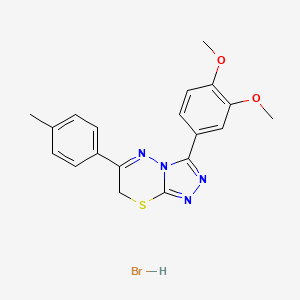 molecular formula C19H19BrN4O2S B2567143 3-(3,4-dimethoxyphenyl)-6-(p-tolyl)-7H-[1,2,4]triazolo[3,4-b][1,3,4]thiadiazine hydrobromide CAS No. 1003848-73-4