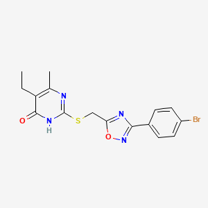 molecular formula C16H15BrN4O2S B2567163 2-({[3-(4-Bromophenyl)-1,2,4-oxadiazol-5-yl]methyl}sulfanyl)-5-ethyl-6-methyl-4-pyrimidinol CAS No. 1226443-13-5