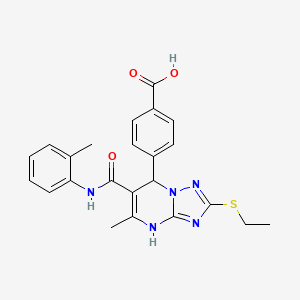 4-(2-(Ethylthio)-5-methyl-6-(o-tolylcarbamoyl)-4,7-dihydro-[1,2,4]triazolo[1,5-a]pyrimidin-7-yl)benzoic acid