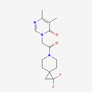 molecular formula C15H19F2N3O2 B2567168 3-(2-(1,1-二氟-6-氮代螺[2.5]辛烷-6-基)-2-氧代乙基)-5,6-二甲基嘧啶-4(3H)-酮 CAS No. 2175978-50-2