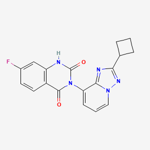 molecular formula C18H14FN5O2 B2567170 3-(2-Cyclobutyl-[1,2,4]triazolo[1,5-a]pyridin-8-yl)-7-fluoro-1H-quinazoline-2,4-dione CAS No. 2379995-50-1