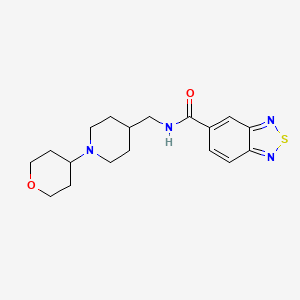 molecular formula C18H24N4O2S B2567176 N-((1-(tetrahydro-2H-pyran-4-yl)piperidin-4-yl)methyl)benzo[c][1,2,5]thiadiazole-5-carboxamide CAS No. 2034588-74-2