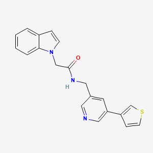 molecular formula C20H17N3OS B2567184 2-(1H-吲哚-1-基)-N-((5-(噻吩-3-基)吡啶-3-基)甲基)乙酰胺 CAS No. 1798638-39-7