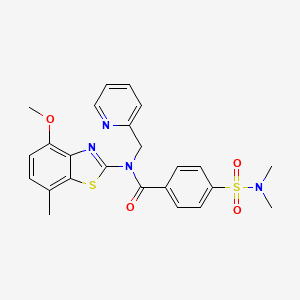 molecular formula C24H24N4O4S2 B2567200 4-(N,N-dimethylsulfamoyl)-N-(4-methoxy-7-methylbenzo[d]thiazol-2-yl)-N-(pyridin-2-ylmethyl)benzamide CAS No. 899736-11-9