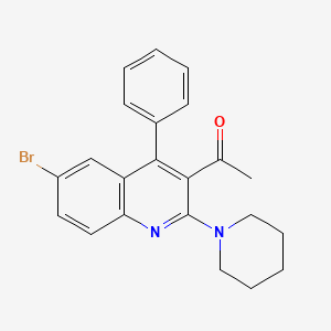 molecular formula C22H21BrN2O B2567202 1-(6-Bromo-4-phenyl-2-piperidin-1-ylquinolin-3-yl)ethanone CAS No. 307329-95-9