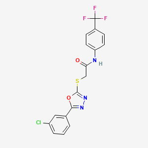 molecular formula C17H11ClF3N3O2S B2567205 2-((5-(3-氯苯基)-1,3,4-恶二唑-2-基)硫代)-N-(4-(三氟甲基)苯基)乙酰胺 CAS No. 955190-76-8