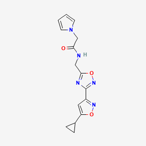 molecular formula C15H15N5O3 B2567212 N-((3-(5-环丙基异恶唑-3-基)-1,2,4-恶二唑-5-基)甲基)-2-(1H-吡咯-1-基)乙酰胺 CAS No. 1904187-54-7