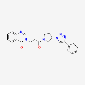 molecular formula C23H22N6O2 B2567213 3-(3-氧代-3-(3-(4-苯基-1H-1,2,3-三唑-1-基)吡咯烷-1-基)丙基)喹唑啉-4(3H)-酮 CAS No. 2034290-60-1