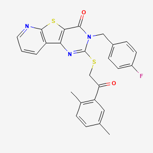 2-((2-(2,5-dimethylphenyl)-2-oxoethyl)thio)-3-(4-fluorobenzyl)pyrido[3',2':4,5]thieno[3,2-d]pyrimidin-4(3H)-one