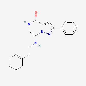 molecular formula C20H24N4O B2567228 7-[(2-cyclohex-1-en-1-ylethyl)amino]-2-phenyl-6,7-dihydropyrazolo[1,5-a]pyrazin-4(5H)-one CAS No. 1775488-05-5