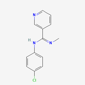 molecular formula C13H12ClN3 B2567229 N-(4-chlorophenyl)-N'-methyl-3-pyridinecarboximidamide CAS No. 338408-20-1