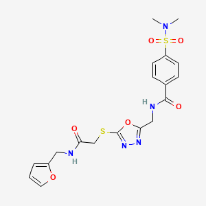 molecular formula C19H21N5O6S2 B2567233 4-(N,N-dimethylsulfamoyl)-N-((5-((2-((furan-2-ylmethyl)amino)-2-oxoethyl)thio)-1,3,4-oxadiazol-2-yl)methyl)benzamide CAS No. 872621-92-6