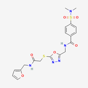 molecular formula C19H21N5O6S2 B2567233 4-(dimethylsulfamoyl)-N-({5-[({[(furan-2-yl)methyl]carbamoyl}methyl)sulfanyl]-1,3,4-oxadiazol-2-yl}methyl)benzamide CAS No. 872621-92-6