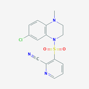 molecular formula C15H13ClN4O2S B2567254 3-[(7-Chloro-4-methyl-2,3-dihydroquinoxalin-1-yl)sulfonyl]pyridine-2-carbonitrile CAS No. 1935787-11-3